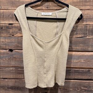 We The Free Tan Ribbed Knit Top Medium